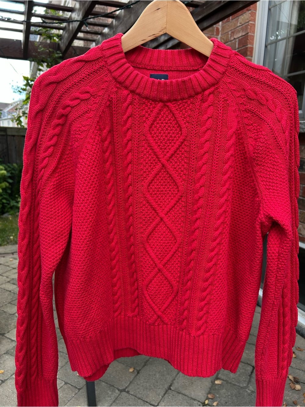 GAP Bright Red Cable-Knit Crewneck Sweater